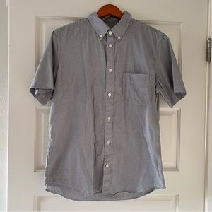 Everlane Short Sleeved Button Up in Blue and White Stripe